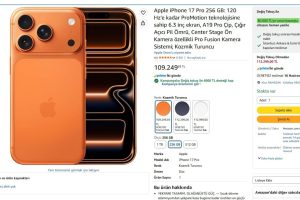Apple iPhone 17 Pro 256 GB: 120 Hz’e kadar ProMotion teknolojisine sahip 6.3 inç ekran, A19 Pro Çip, Çığır Açıcı Pil Ömrü, Center Stage Ön Kamera özellikli Pro Fusion Kamera Sistemi; Kozmik Turuncu