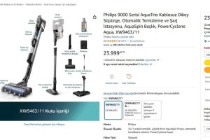 Philips 9000 Serisi AquaTrio Kablosuz Dikey Süpürge, Otomatik Temizleme ve Şarj İstasyonu, AquaSpin Başlık, PowerCyclone Aqua, XW9463/11