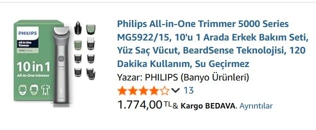 Philips All-in-One Trimmer 5000 Series MG5922/15, 10’u 1 Arada Erkek Bakım Seti