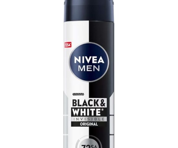 NIVEA MEN Erkek Sprey Deodorant Black&White Invisible Original 200 ml, 72 Saat Anti-perspirant Ter Koruması,Ekonomik Boy