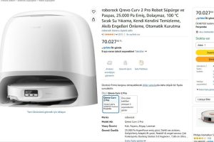 roborock Qrevo Curv 2 Pro Robot Süpürge ve Paspas, 25.000 Pa Emiş, Dolaşmaz, 100 °C Sıcak Su Yıkama, Kendi Kendini Temizleme, Akıllı Engelleri Önleme, Otomatik Kurutma