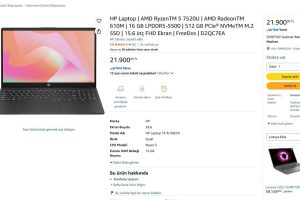 HP Laptop | AMD RyzenTM 5 7520U | AMD RadeonTM 610M | 16 GB LPDDR5-5500 | 512 GB PCIe® NVMeTM M.2 SSD | 15.6 inç FHD Ekran | FreeDos | D2QC7EA