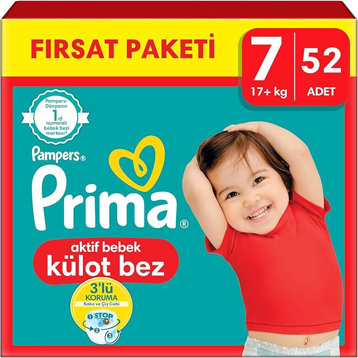 (%32.3) Prima Külot Bebek Bezi 7 Beden 52 Adet Fırsat Paketi