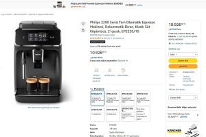 Philips 2200 Serisi Tam Otomatik Espresso Makinesi, Dokunmatik Ekran, Klasik Süt Köpürtücü, 2 İçecek, EP2220/10