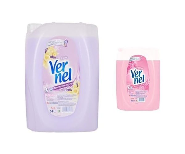 🛍️ Vernel Çamaşır Yumuşatıcısı Aromatherapy Relax, 5 Litre, 50 Yıkama ve Vernel Gülün Büyüsü Çamaşır Yumuşatıcısı, 5L