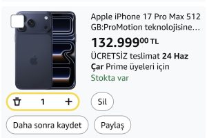 Apple iPhone 17 Pro Max 512 GB:ProMotion teknolojisine sahip 6.9 inç ekran, A19 Pro Çip, Bir iPhone’da Şimdiye Kadarki En İyi Pil Ömrü, Pro Fusion Kamera Sistemi, Center Stage Ön Kamera;Abis