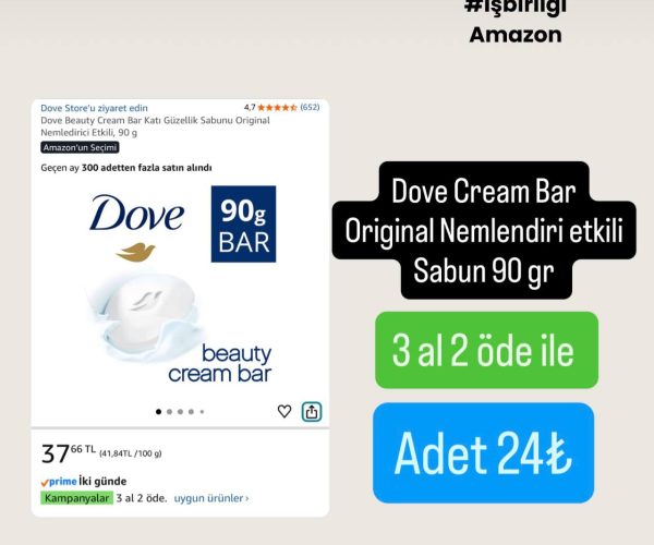 Dove Cream Bar Original Nemlendirici Etkili Katı Sabun 90 gr