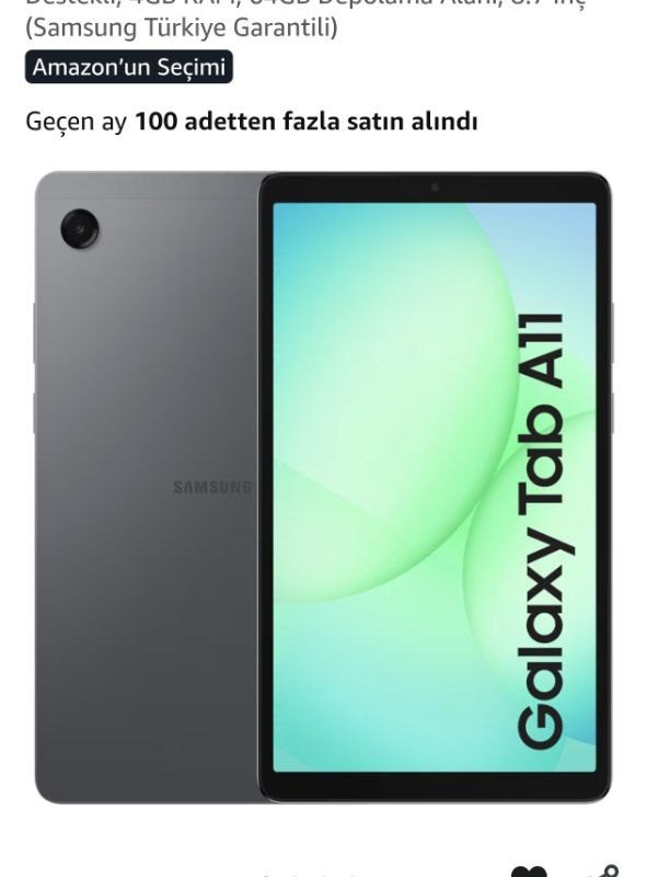 Samsung Galaxy Tab A11, Android Tablet, Gri, WiFi Destekli, 4GB RAM, 64GB Depolama Alanı, 8.7 İnç (Samsung Türkiye Garantili)
