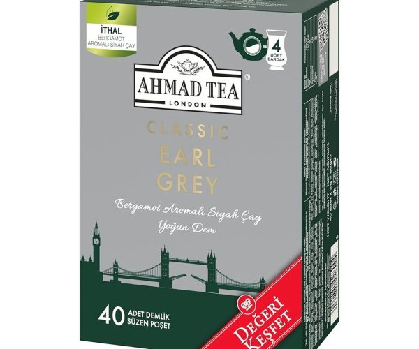 🛍️ AHMAD TEA CLASSIC EARL GREY 40 Adet DEMLİK POŞET ÇAY