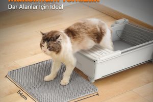UBPet Elekli ve Hazneli Kedi Kumu Paspası 54*45 cm – Çift Katmanlı Petek Yapısıyla Kumu Süzer, Kaydırmaz Alt Yüzey, Sabitlenebilen Özel Tasarım, Patileri Rahatça Temizler, Hijyenik, Kolay Yıkanabilir