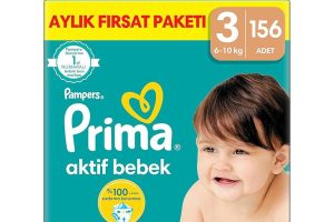 🛍️ Prima Aktif Bebek, Bebek Bezi 3 Numara, 156 Adet Aylık Fırsat Paketi