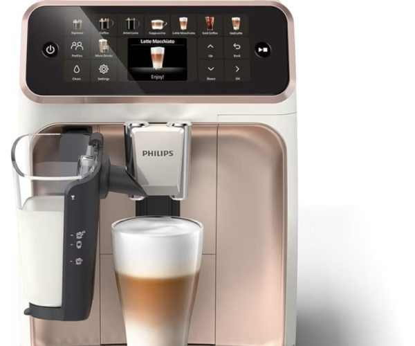 Philips 5500 Serisi LatteGo Tam Otomatik Espresso Makinesi 20 Sıcak ve Soğuk İçecek, Renkli Dokunmatik Ekran, Beyaz Roze Renk, QuickStart, SilentBrew Teknolojisi (EP5543/80)