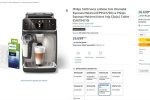 Philips 5500 Serisi LatteGo Tam Otomatik Espresso Makinesi (EP5547/90) ve Philips Espresso Makinesi Kahve Yağı Çözücü Tablet (CA6704/10)