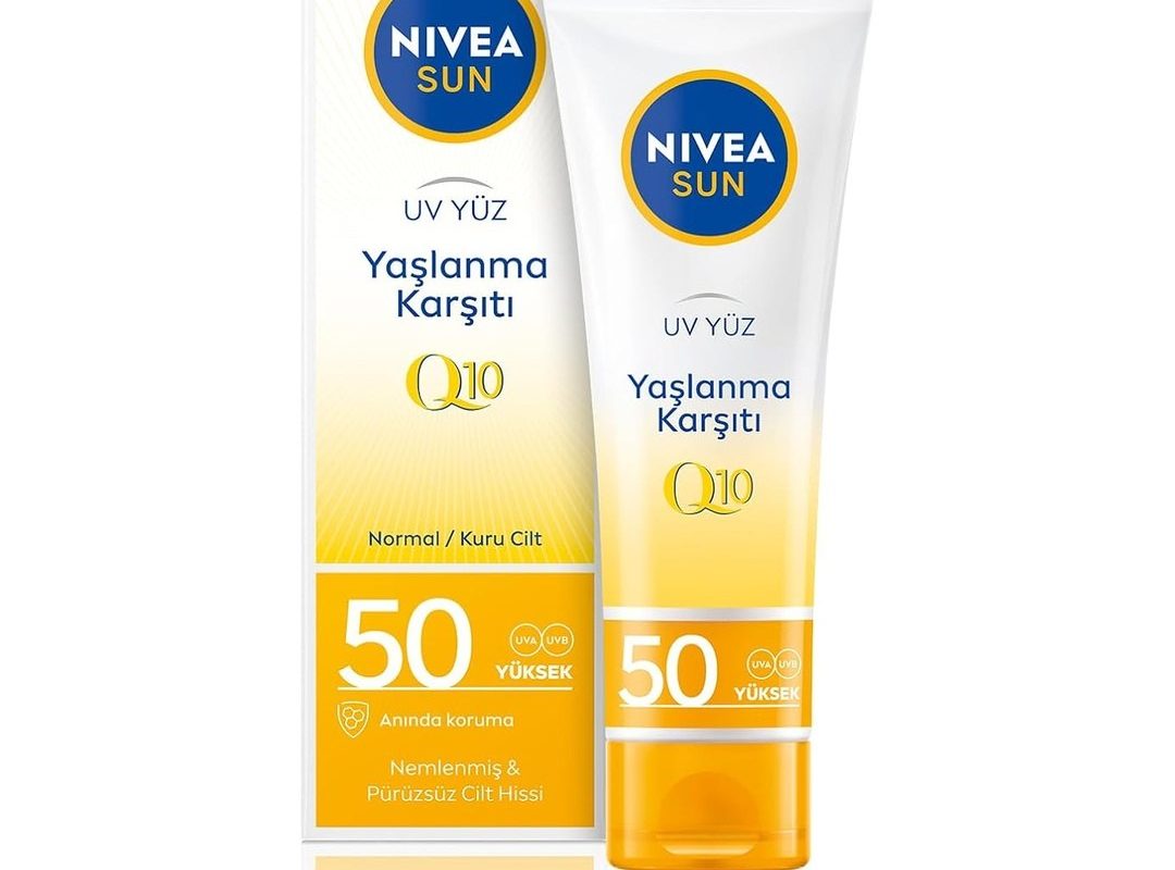 🛍️ NIVEA SUN Yaşlanma ve Leke Karşıtı Q10 Yüz Güneş Kremi SPF50 50 ml, Nemlendirme, Normal ve Kuru Ciltler