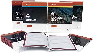 Grade 6 Christian Homeschool Curriculum 4-Subject Set +Teacher Guides Language Arts Math Science Social Studies for Homeschooling 6th Alpha Omega Lifepac