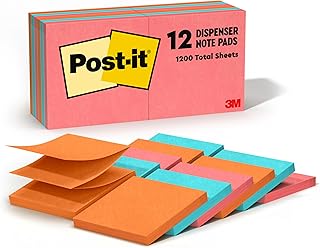 Post-it Pop-up Notlar, 3x3 inç, 12 Ped, Amerika'nın 1 Numaralı Favori Yapışkan Notları, Poptimistik, Parlak Renkler (Pembe, Turuncu, Mavi), Temiz Çıkarma, Geri Dönüştürülebilir (R330-18CTCP)