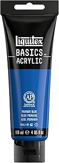 Liquitex 1046420 Basics - Akrilik boya, monopigmente sanatçı pigmentleri, solmaz, orta viskozite, aşif kalitesi, ipek parlaklığında kaplama, 118 ml tüp, birincil mavi