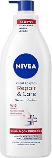 NIVEA Yoğun Nemlendirici Repair & Care Vücut Losyonu 400ml, 72 Saat Nemlendirime, Kaşıntılı ve Hassas Ciltlere Özel, Onarıcı, Gliserin,Pro Vitamin B5,Niasinamid,Kuru Ciltler