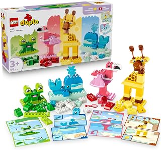 LEGO DUPLO Hayvan Yapma Oyunu Eğitici Oyuncak 10472 – 3 Yaş ve Üzeri Kız ve Erkek Çocuklar için Resimli Kartlar ve 8 Hayvan Figürü İçeren Eğitici Oyuncak Yapım Seti, Çocuklara Hediye Fikri (94 Parça)