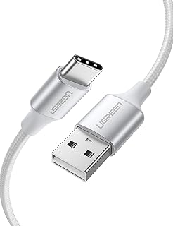 Ugreen Örgülü USB Type-C Şarj ve Data Kablosu, Beyaz, 2 Metre