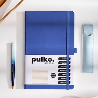PULKO Notebook Klasik, 224 Sayfa, Termo Suni Deri Kapak, Çizgili Not Defteri, 13x21cm, 018, Denim