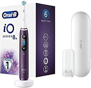 Oral-B iO Series 8 elektrikli diş fırçası, 6 temizleme modu, diş bakımı için, mıknatıslı teknoloji, renkli ekran ve seyahat çantası, erkek/kadın hediyesi, mor ametrin