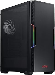 ADATA XPG GÜÇLÜ Orta Boy Bilgisayar Kasası, ATX/Micro ATX, Mini-ITX, Kompakt Boyut, Temperli Cam Yan Panel, I/O USB 3.0 Bağlantı Noktası, Siyah