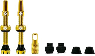 Muc-Off Tubeless Valves V2, Gold 44mm - Tubeless Valf, Tüpsüz Lastikler için Valf Çekirdeği Sökme Aleti ile Gövdeleri - Presta Valf Gövde Kapakları Dahil