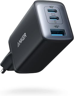Anker PowerPort III Hızlı Şarj Cihazı, 65W, GaN II Teknolojisi, 3 Portlu (2x USB-C, 1x USB-A) Kompakt Adaptör, PPS Hızlı Şarj Cihazı, Siyah - A2667