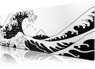 Klasse Pro - 10 Farklı Model Dikişli Kenar 90x40 cm Oyuncu Gaming Mouse Pad (Oki Nami Ura, 90x40 cm)