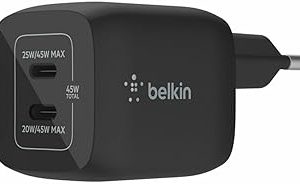 Belkin Çift USB-C Duvar Şarj Cihazı 45W, iPhone 14, 13, 12, Pro, Pro Max, iPad Pro 12.9, 11, MacBook, Galaxy S23, S23+, Ultra, Tab ve daha fazlası için GaN Teknolojili PD 3.0 Hızlı Şarj — %23 İndirim | Amazon TR Fırsatı