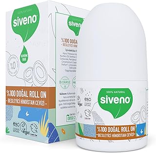 Siveno %100 Doğal Roll On Hindistan Cevizli Deodorant Ter Kokusu Önleyici Bitkisel Lekesiz Vegan 50 ml