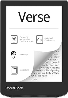 PocketBook Verse PB629 6 inç E Ink E-Kitap Okuyucu, 8 GB, Mist Grey | Ayarlanabilir SMARTlight ön ışık