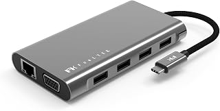 11-in-1 USB-C Hub ve Çoklayıcı | HDMI, VGA, Ethernet ve 100W PD | MacBook ve USB-C Laptoplar için Profesyonel Hub Gri