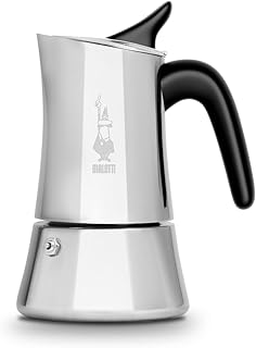 Bialetti - Moon Exclusive: 4 Cups Ocak Üstü Espresso Pişirici - 170ml - Gümüş Renk - Paslanmaz Çelik Gövde - Patentli Güvenlik Valfi - Tüm Ocak Türleri İçin Uygundur (İndüksiyon Dahil)