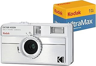 KODAK EKTAR H35N 35mm Filmli Analog Fotoğraf Makinesi- Çizgili Gümüş+Ultramax 24 Poz Film