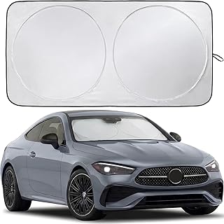 Romofy Araba Ön Cam Güneşlik Kolay Katlanabilir ve Yer Kaplamaz (150cm x 70cm) - UV Koruma ve Isı Azaltma Otomobil Güneşlikleri - Dayanıklı ve Hafif Ön Cam Gölgelik - Standart Boyutlara Uygun