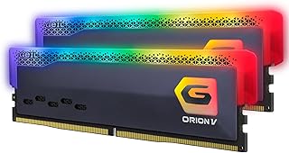 GEIL ORION V RGB GAVSG532GB5200C38BDC 32GB (2x16GB) DDR5 5200MHz CL38, XMP 3.0, On-Die ECC & PMIC, RGB Aydınlatma, Alüminyum Soğutucu, Gri