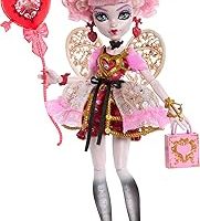 Monster High Pembe ve kırmızı parti elbisesi giyen Havalı Doğum Günü Cupid Asteria bebek ve davetiye, balon, hediye gibi temaya uygun aksesuarlar, JBG77 — %26 İndirim | Amazon TR Fırsatı