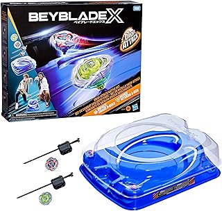 Beyblade Beystadium Arena ile X Drop Attack Savaş Seti, 2 Takara Tomy Üstleri ve Fırlatıcıları, Impact Drake 9-60LR & Hover Wyvern 3-85N, Savaş Oyunu Oyuncakları, 8+ Yaş