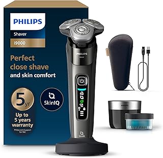 Philips i9000 SkinIQ Islak ve Kuru Tıraş Makinesi, 360° Hassas Başlıklar, Yapay Zeka Destekli, Temizleme Ünitesi ve Seyahat Çantası Hediyeli, X9002/30