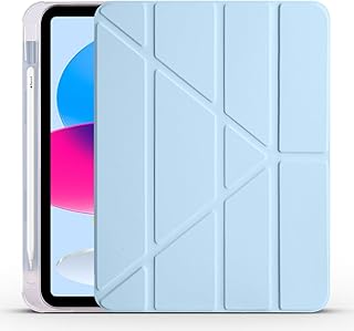 Zore Apple ile uyumlu iPad 10.9 2022 (10.Nesil) Kılıf Tri Folding Kalem Bölmeli Standlı Kılıf Mavi
