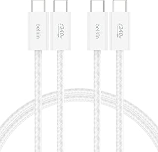 Belkin 2'li Örgülü USB-C - USB-C Kablo, 1,5 m, 240 W, Yumuşak, Esnek ve Hızlı Şarj Kablosu, iPhone 16 ve 15 Serisi, Galaxy S25, Pixel 9, iPad Pro ve Daha Fazlasıyla Uyumlu, Siyah