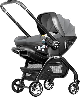Merkür Bebe Onyx 2'si 1 Arada i-Size Oto Koltuğu ve Bebek Arabası Gri, saniyeler içinde dönüşüm, tekerlekli oto koltuğu, çift yönlü, 9.5 kg, 0-13 kg arası kullanım, hafif, kompakt