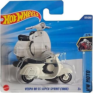 Hot Wheels - Vespa 90 Super Sport Super Sprint (1966) - HW Moto 2/5 - JBB07 - Short Card - Motosiklet - Beyaz - Mattel 2025 – 1:64