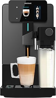 Cecotec Cremmaet Latte Touch süper otomatik kahve makinesi 19 bar, termoblok, 12 içecek, 4 profil, su 1,1 l ve 400 ml süt, TFT ekran, konik değirmeni, otomatik temizleme, yükseklik ayarlanabilir