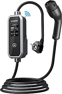 SCHONER® 3.5kw Taşınabilir Elektrikli Araç Şarj Istasyonu -Tak ve Şarj Et- Wi-Fi/Bluetooth Smart 5 Metre Tip2 Kablolu
