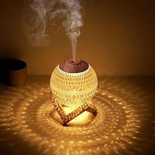 ROBEVE Kristal Küre Mini USB Nemlendirici & Gece Lambası – 7 Renk LED, Otomatik Kapanma, 350 ml Kapasiteli Hava Nemlendirme ve Aromaterapi Difüzörü