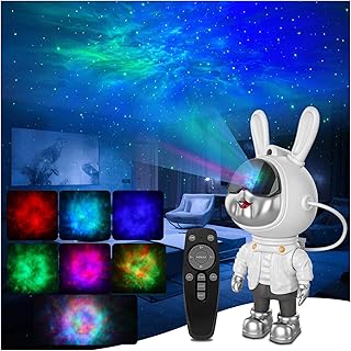 Tavşan Astronot Galaksi Projektörü Gece Lambası, 8 Farklı Yansıtma Modu Galaksi Projeksiyonu, Uzaktan Kumandalı, Ayarlanabilir Parlaklık, Çocuklar ve Yetişkinler İçin Gökyüzü Yıldız Projektörü