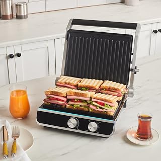 Emsan Emsan Nova Grill 6 Dilim Kapasiteli Gövdeli Zaman Ayarlı Izgara Ve Tost Makinesi 2000W Inox